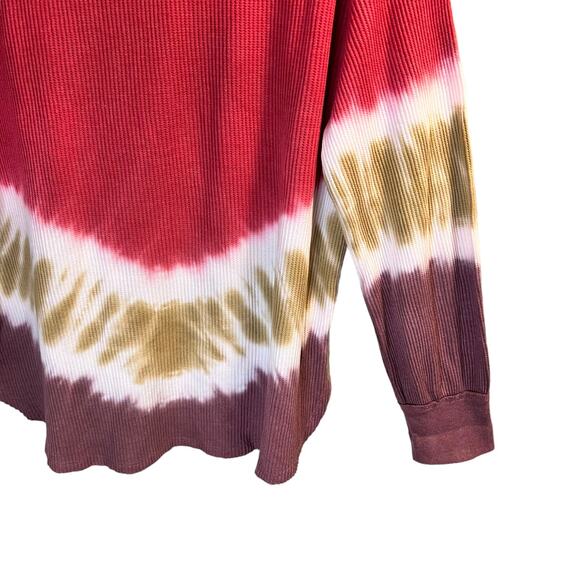 Terra & Sky Tie Dye Waffle Knit Top Long Sleeve Size 14W (0X) Red Gold Burgundy - Picture 5 of 11